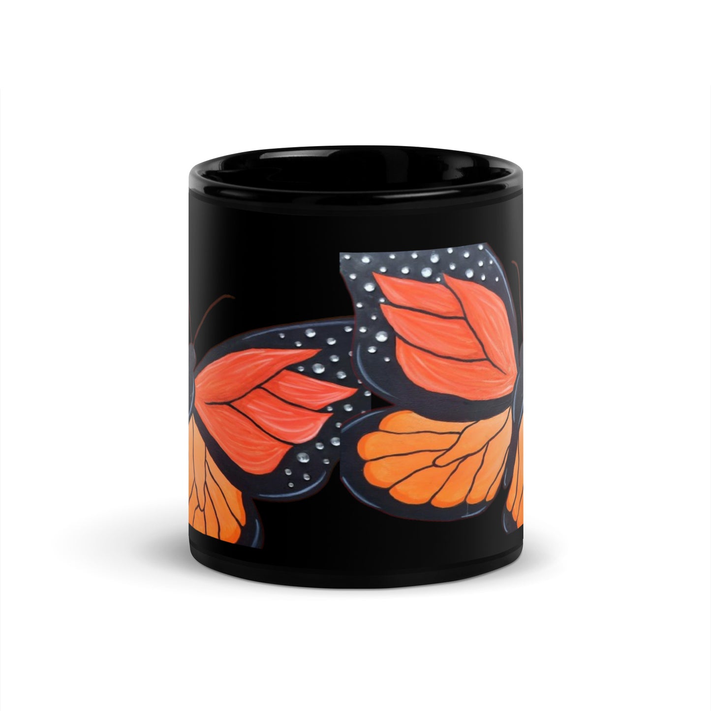 "Monarch Emerges" Black Glossy Mug