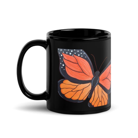 "Monarch Emerges" Black Glossy Mug